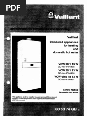 Vaillant VCW-sine 18 T3WF H Boiler Manual | PDF | Valve | Printed Circuit  Board