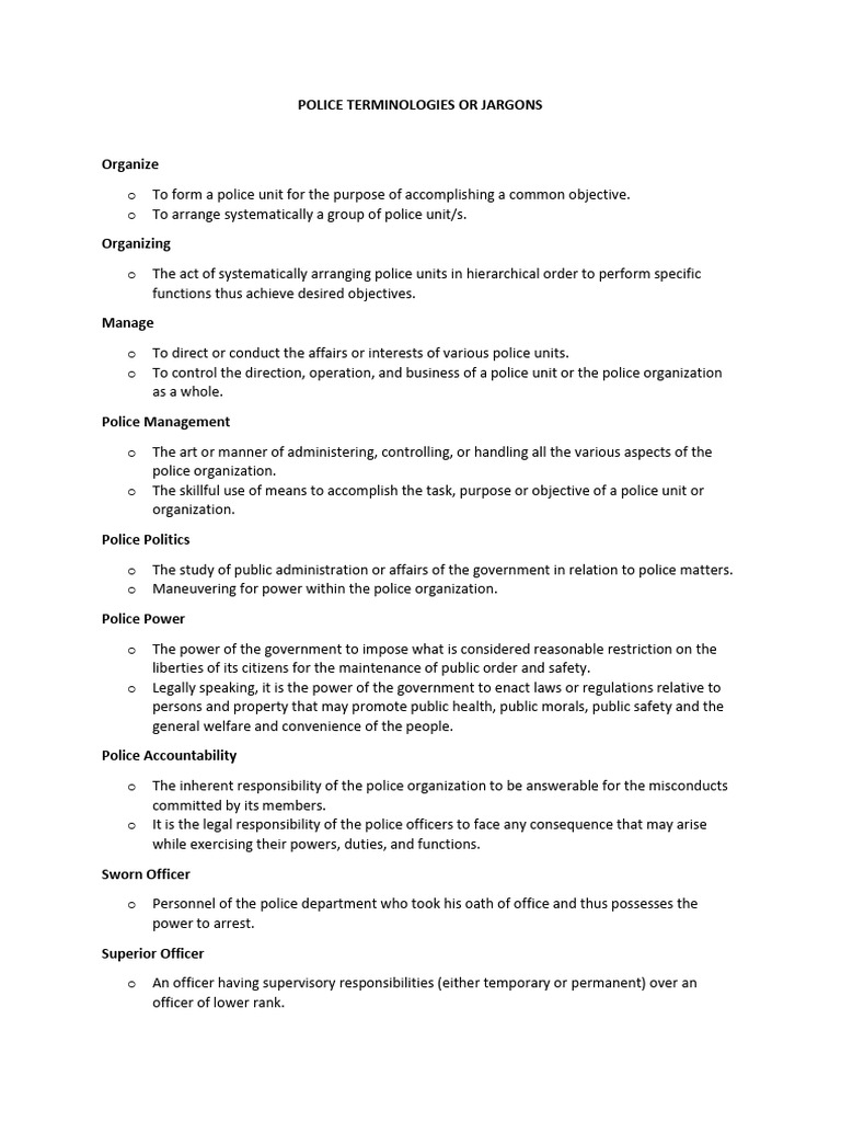Police Terminologies Explained | PDF | Police | Police Officer