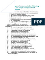 Identify The Type of Sentence in The Following Whether They Are Simple Compound and Complex Sentences