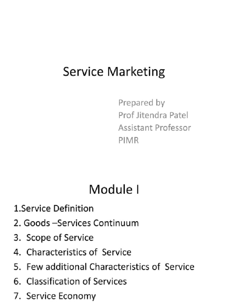 Service Marketing Introduction Classification and Challenges | PDF