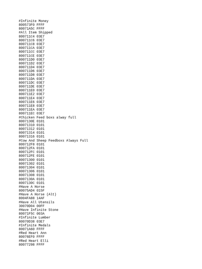 Kode Cheat Game untuk Sumber Daya Tak Terbatas PDF