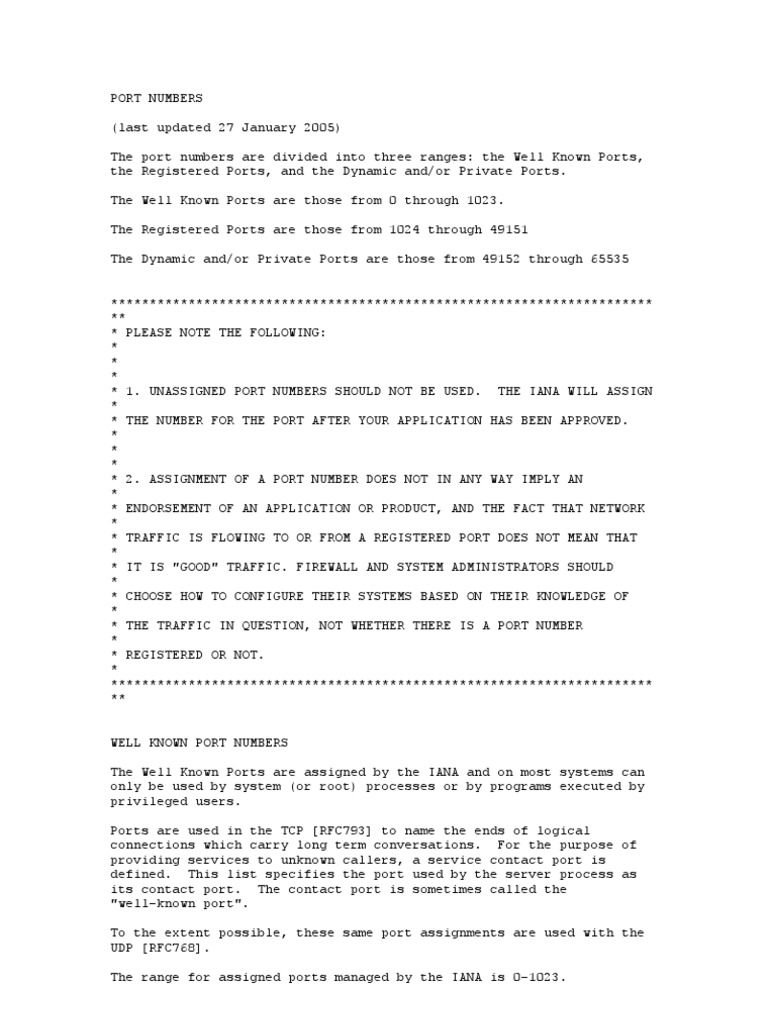 Another great list of port numbers pdf