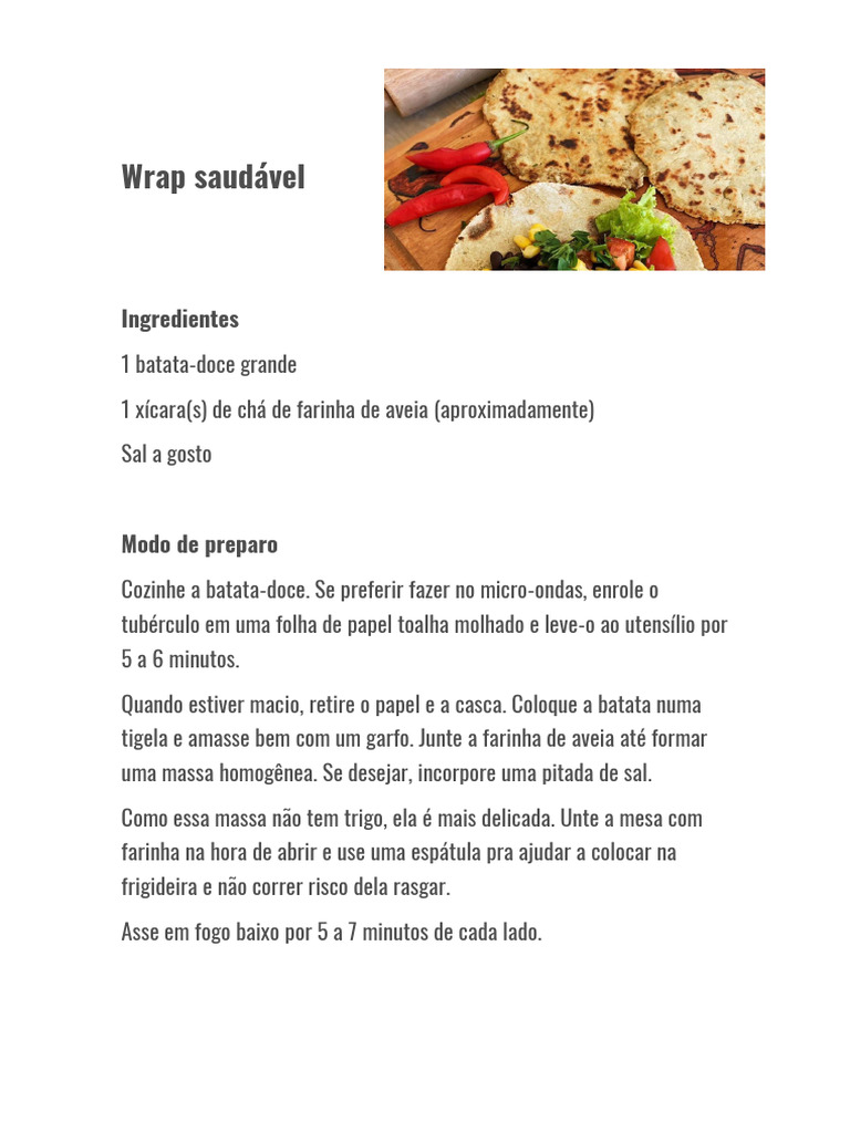 Wrap Saudável de Batata-Doce e Aveia | PDF | Gastronomia, comida e vinho