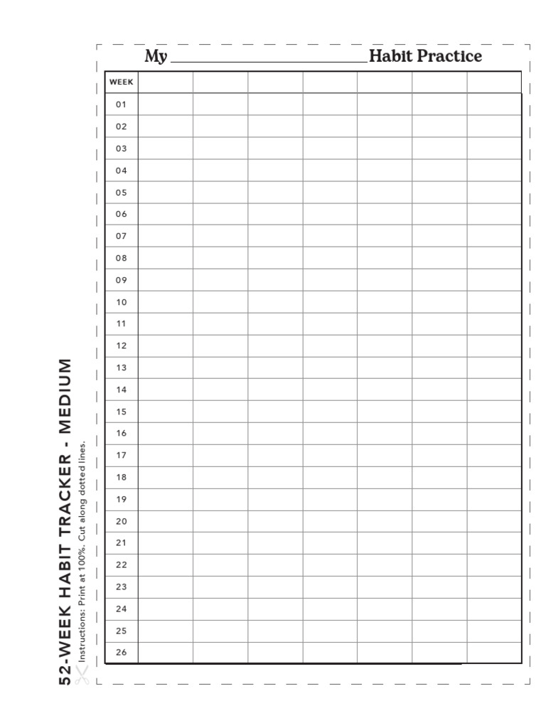52-week habit tracker medium | pdf
