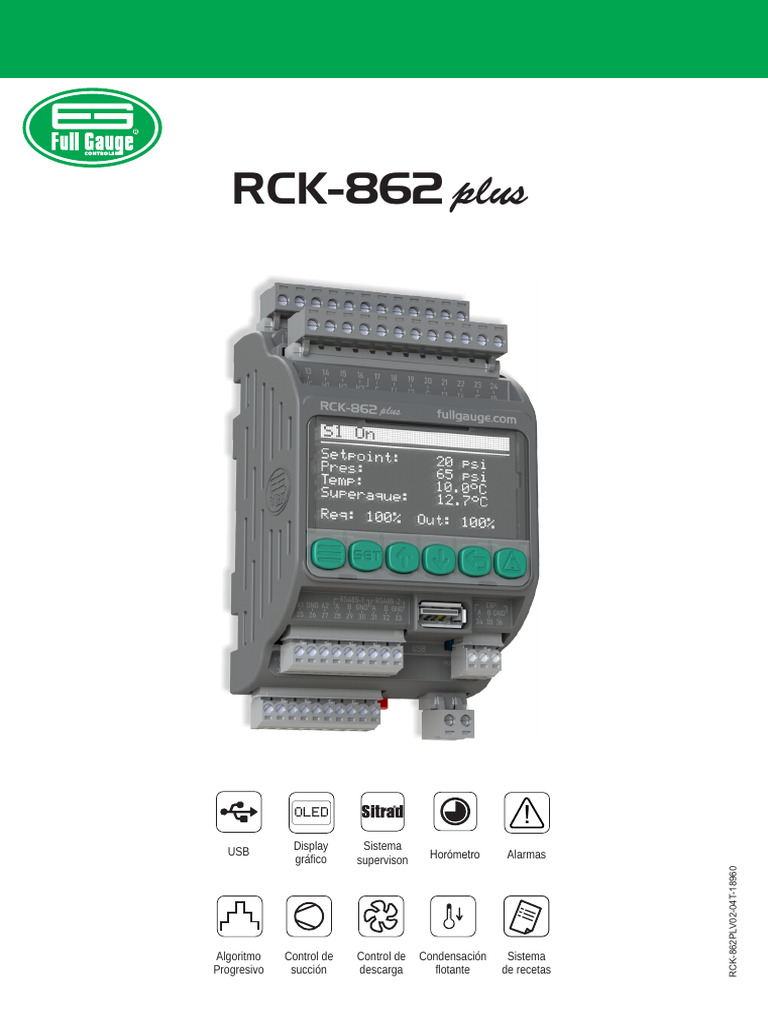 RCK-862 Plus: Control y Supervisión | PDF | Presión | Refrigeración