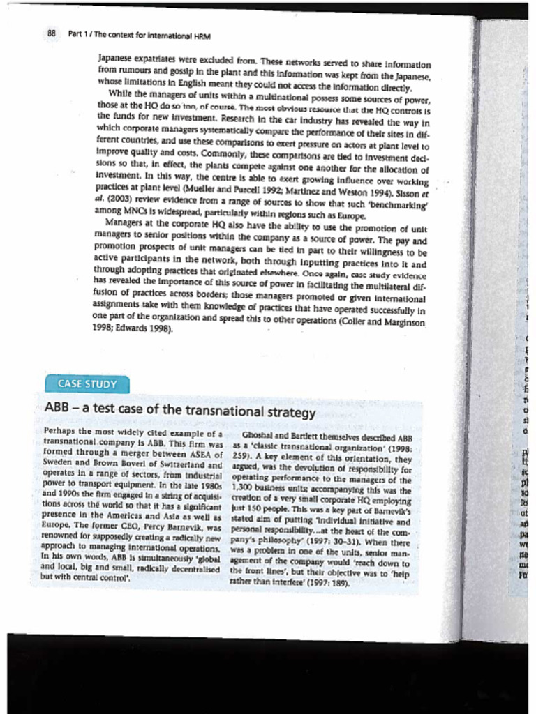 Assignment 3 - ABB - A Test Case of The Transnational Strategy - Text | PDF