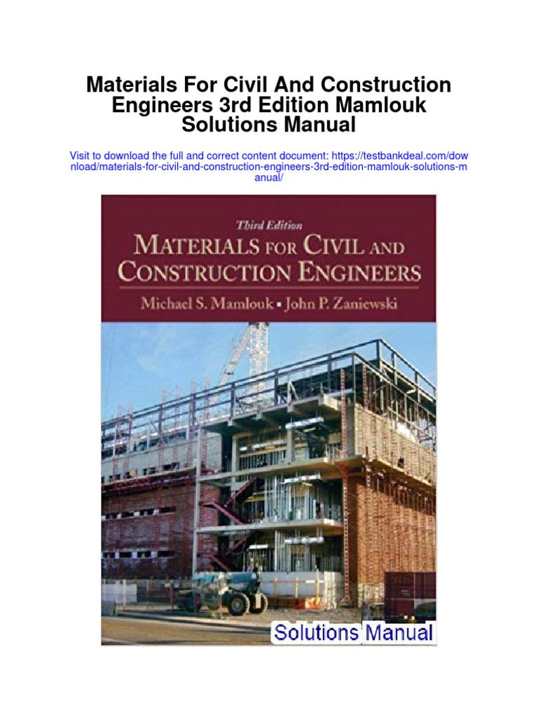 Instant Download Materials For Civil and Construction Engineers 3rd ...