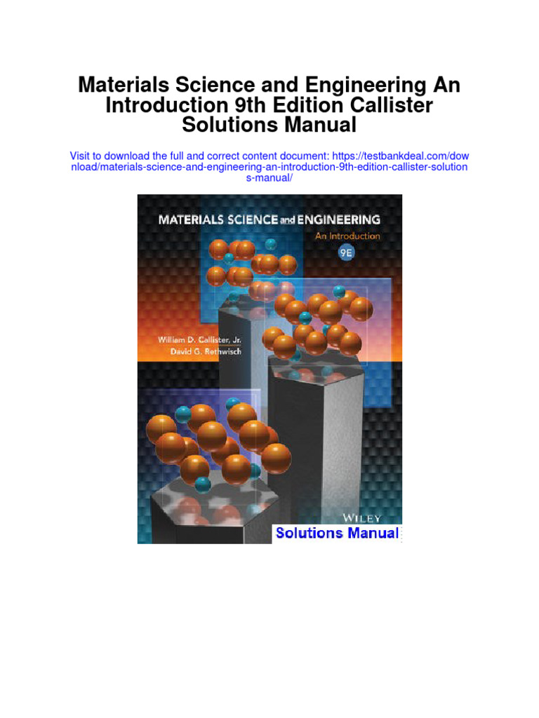 Instant Download Materials Science and Engineering An Introduction 9th