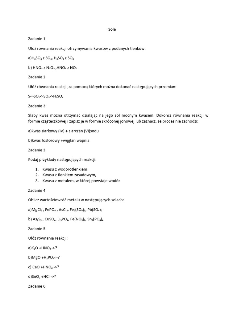 Sole Zadania PDF
