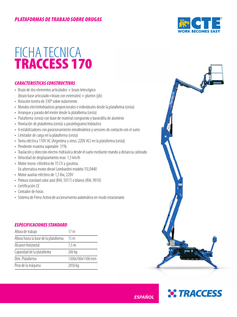 Ficha Técnica Traccess 170 | PDF | Vehículos | Tecnología de vehículos