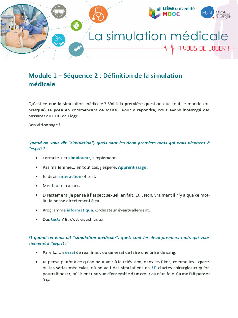 Définition de la simulation médicale | PDF