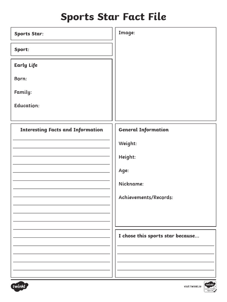 Sports Star Fact File Template | PDF