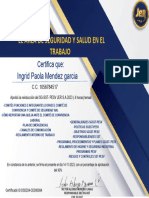 Certificate For Ingrid Paola Mendez Garcia For - REINDUCCI - N SGSST-PESV 2023