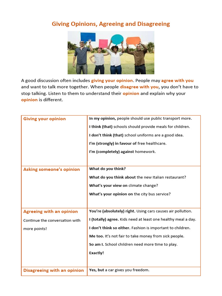 Dialogue on Opinions: Agreeing & Disagreeing | PDF | Self-Improvement ...