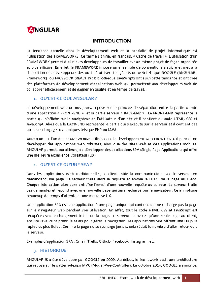 Angular : Framework Web de Google | PDF | Programmation web | Internet