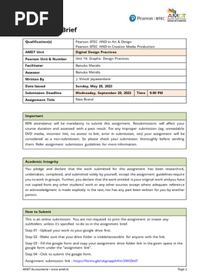 Digital Design- Assignment Brief - 2023