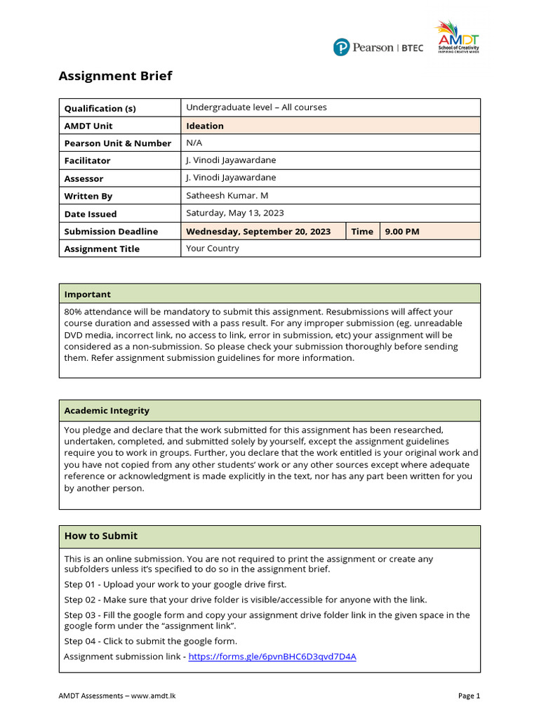 Ideation - Assignment Brief - Jan23 - Weekend | PDF