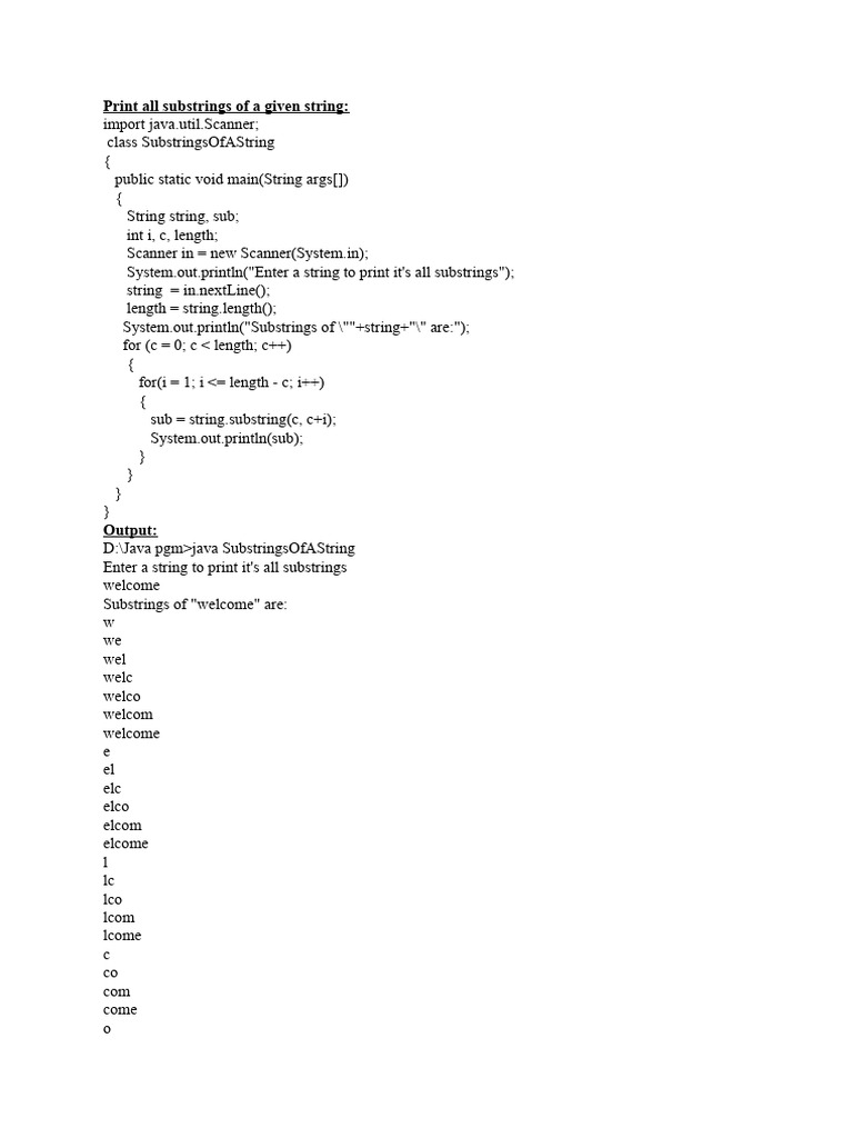 Print All Substrings of A Given String JAVA PDF Image Scanner String Science)