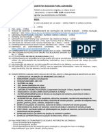 Documentos para Admissão