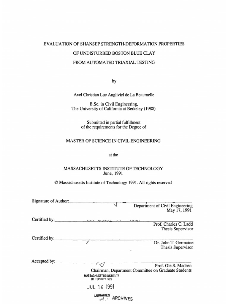 SHANSEP Testing of Boston Blue Clay | PDF | Strength Of Materials ...