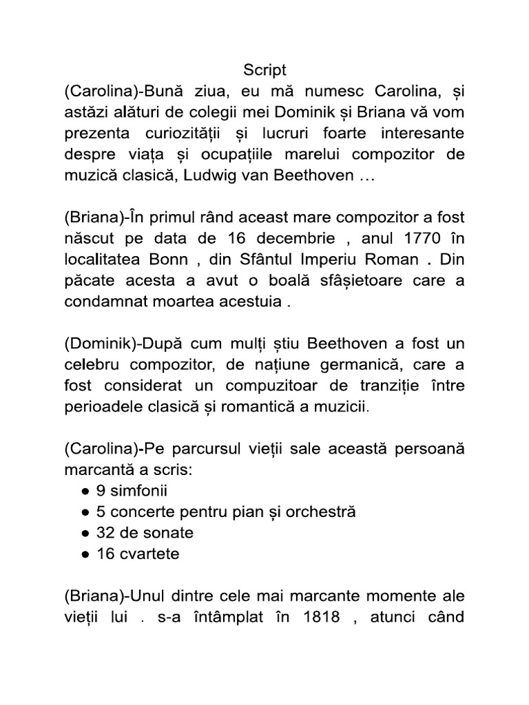 Script - Beethoven | PDF