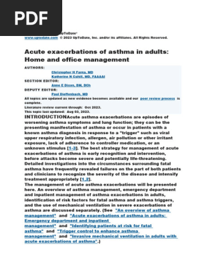 Acute exacerbations of asthma in adults Home and office management