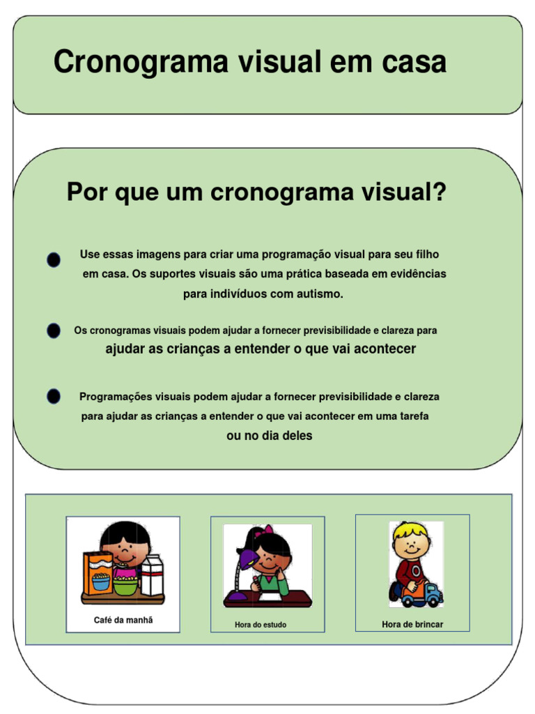 Cronograma Visual para Autismo em Casa | PDF | Tempo
