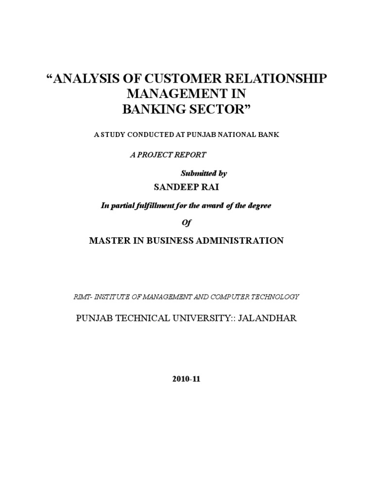 Analysis of Customer Relationship Management in Banking Sector | PDF