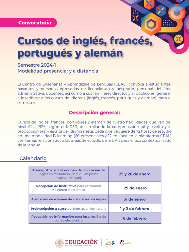 Cursos de idiomas UPN 2024-1 | PDF