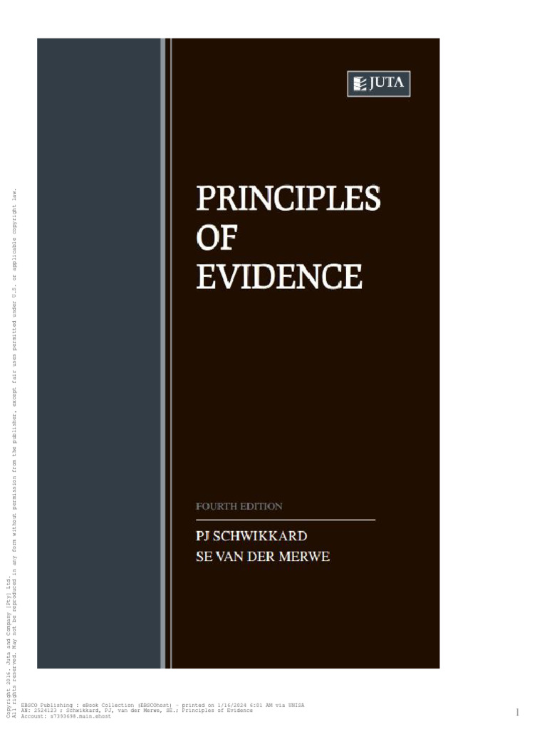 SchwikkardPJVan 2016 Cover PrinciplesOfEvidence | PDF | Evidence (Law ...