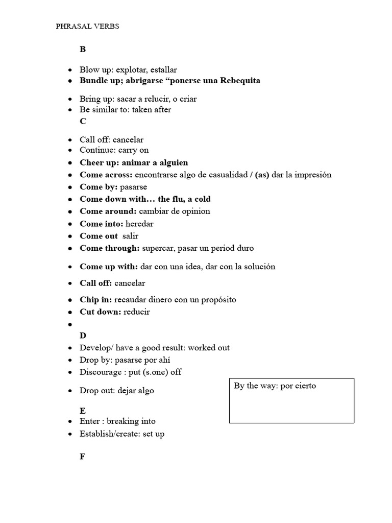 Lista de Phrasal Verbs en Inglés | PDF
