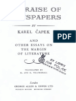 Karel Capek - in Praise of Newspapers and Other Essays On The Margin of Literature.1951