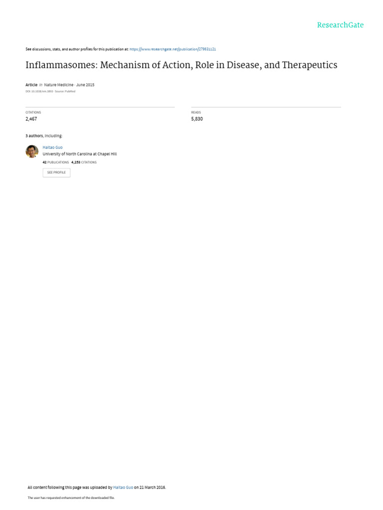 Inflammasomes Mechanism of Action Role in Disease | PDF | Inflammation ...