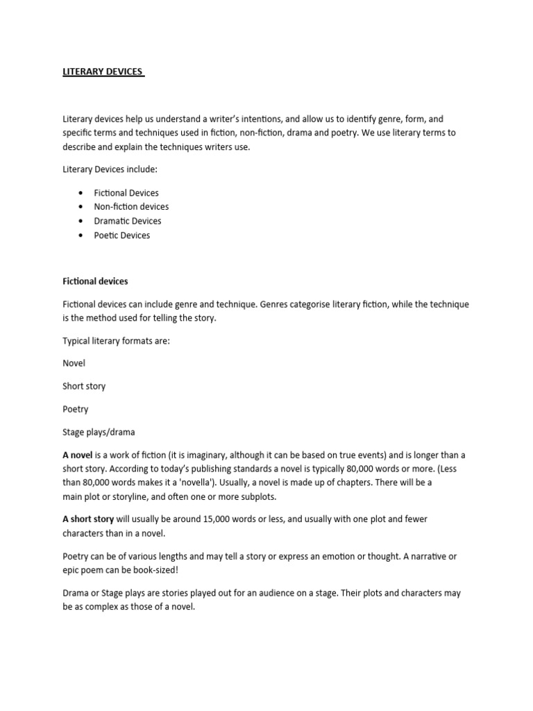 LITERARY DEVICES English B Form 5 PDF Wuthering Heights Poetry