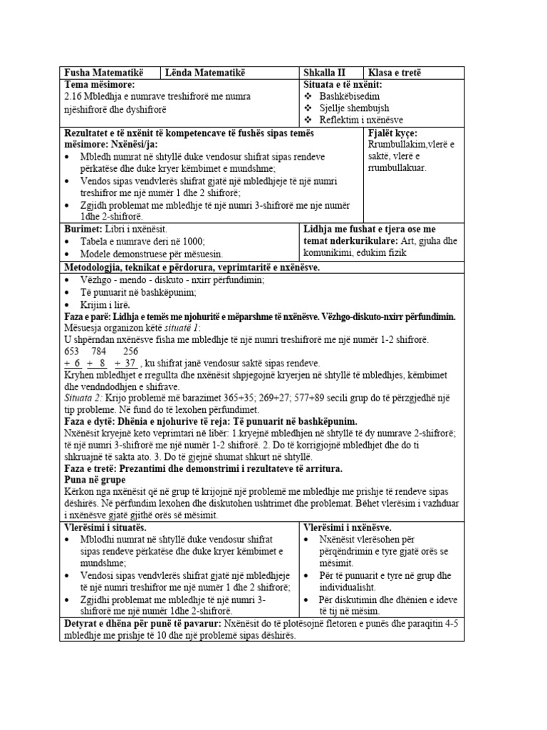 2.16. Mbledhja e Numrave Treshifrorë Me Numra Njëshifrorë e Dyshifrorë ...