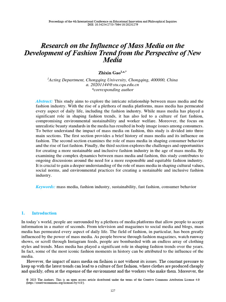 Media's Impact on Fashion Trends | PDF | Fashion | Target Audience