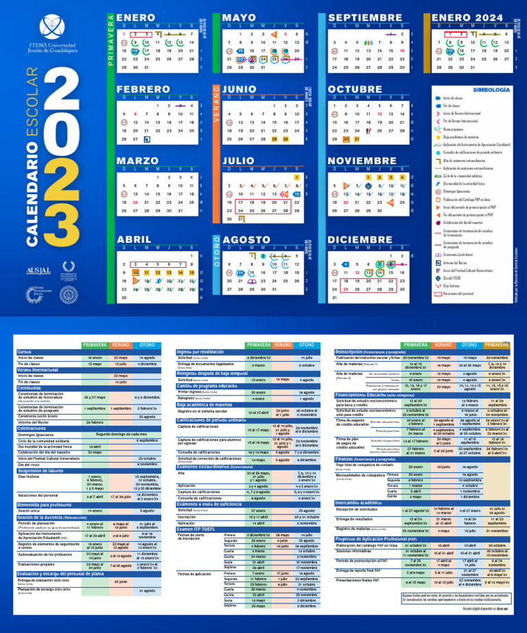 ITESO Calendario Escolar 2024 PDF Verano