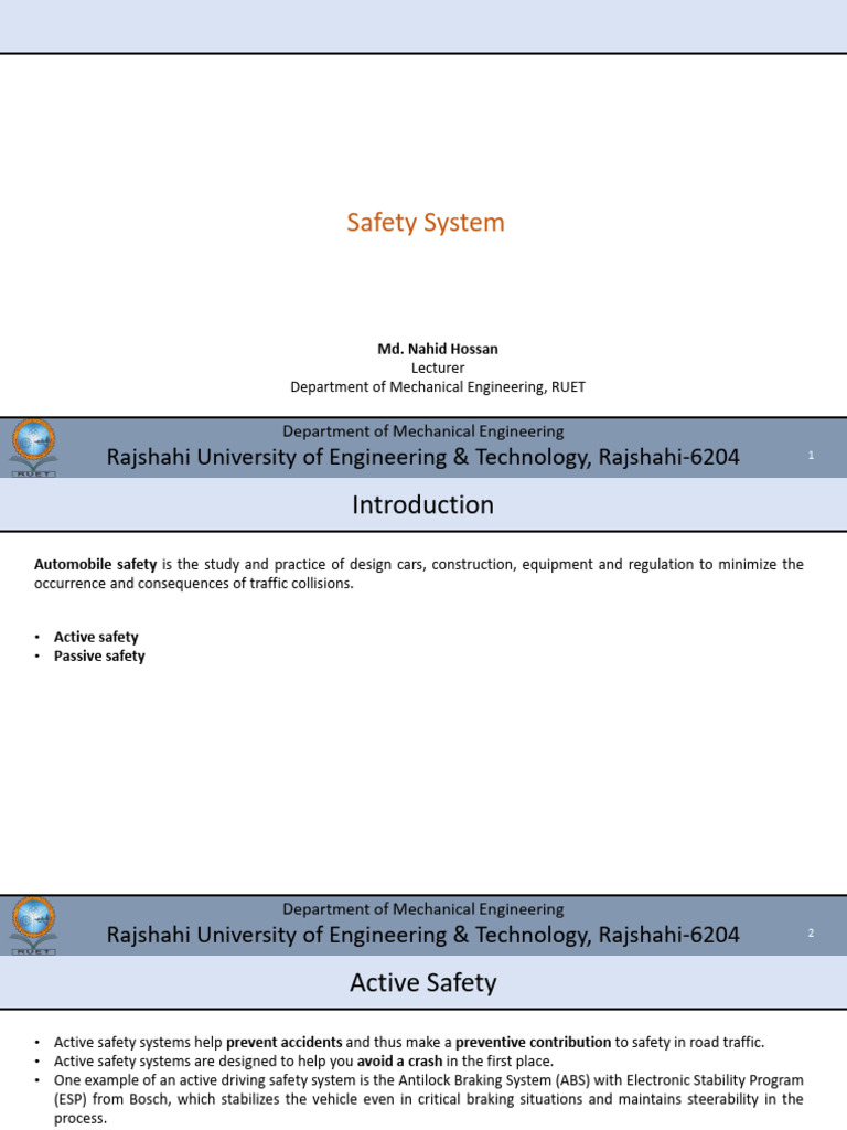 Safety System | PDF | Airbag | Anti Lock Braking System