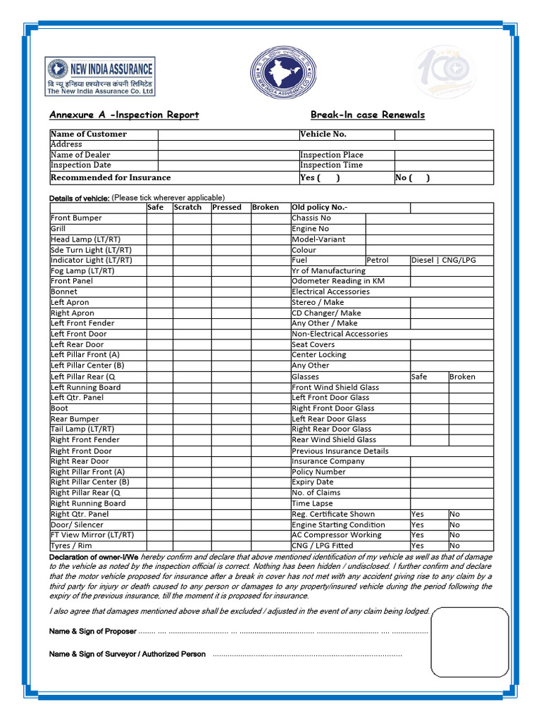 Vehicle Inspection Report for Insurance | PDF | Land Vehicles | Rear ...