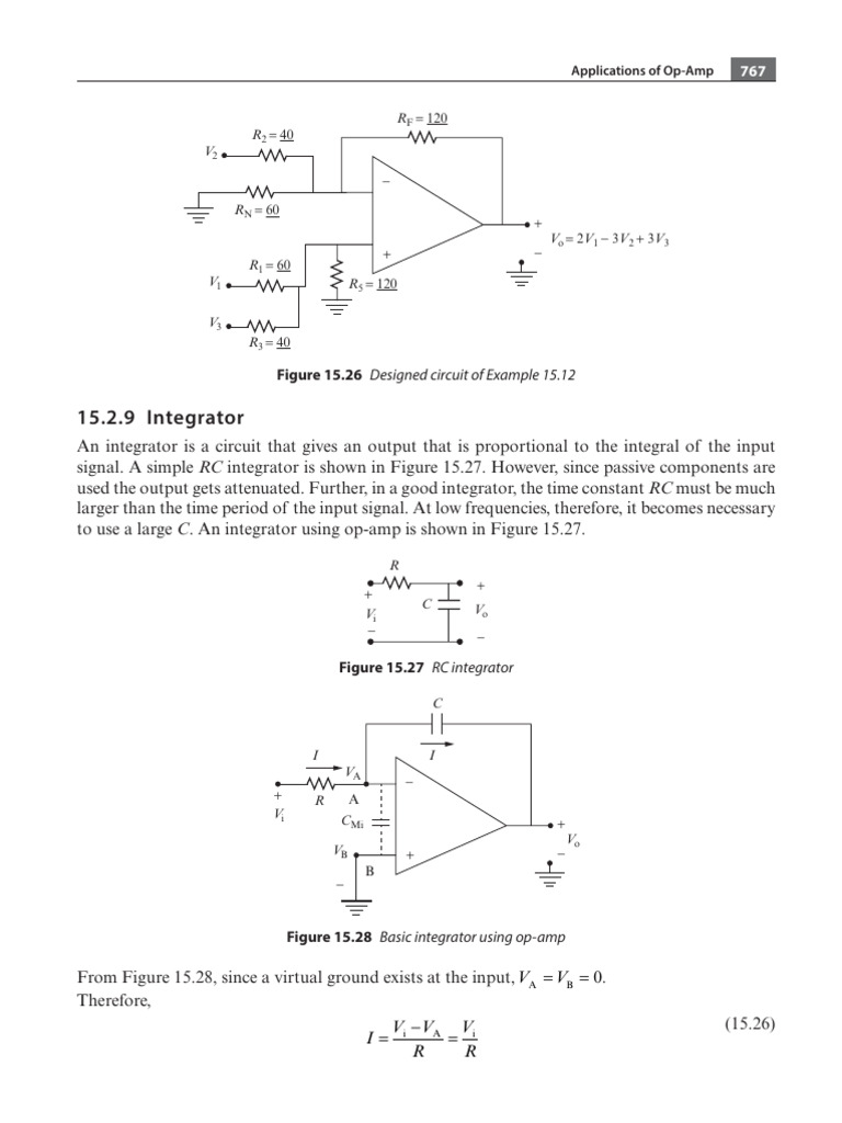 15.2.9 Integrator: Designed Circuit of Example 15.12 | PDF | Amplifier ...
