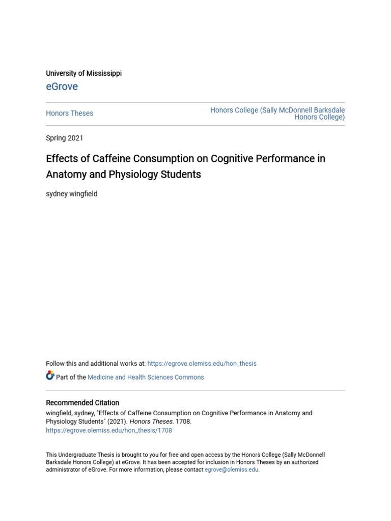 Effects of Caffeine Consumption On Cognitive Performance in Anato | PDF ...