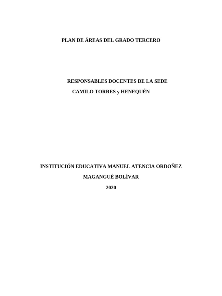 Plan de Área Grado 3° | PDF | Evaluación | Comunicación