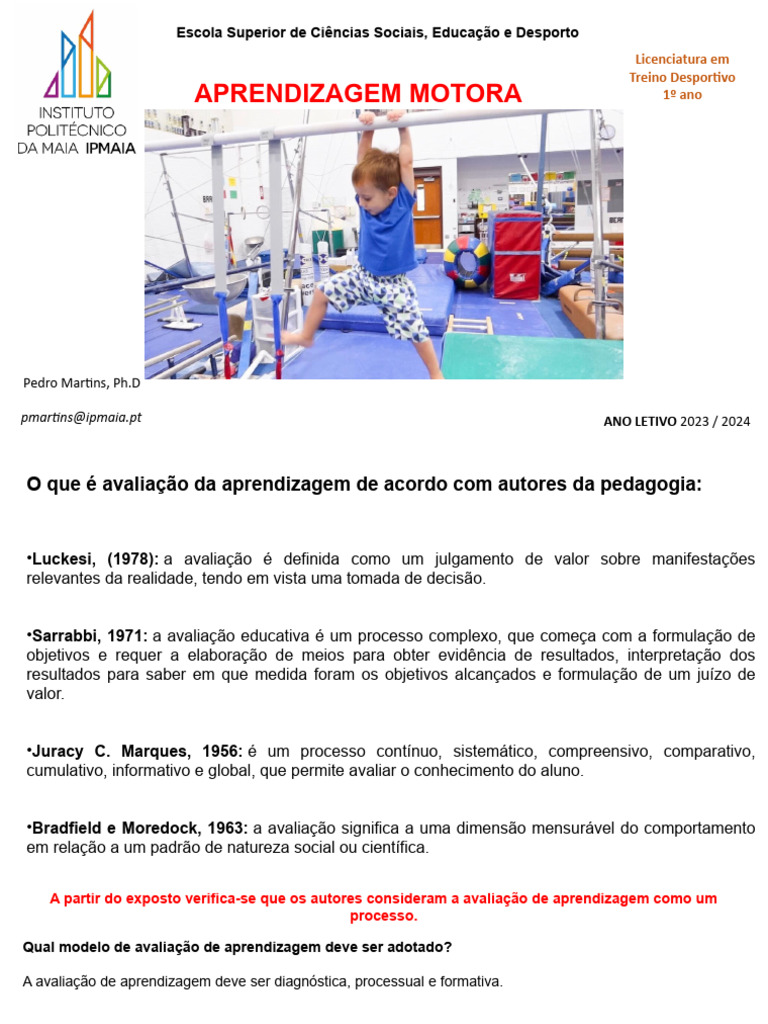 Avaliação da Aprendizagem: Práticas e Tipos | PDF | Aprendizado | Cognição