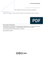 Lien Entre Dénomination Rapide Et Lecture Chez Les Enfants Dyslexiques