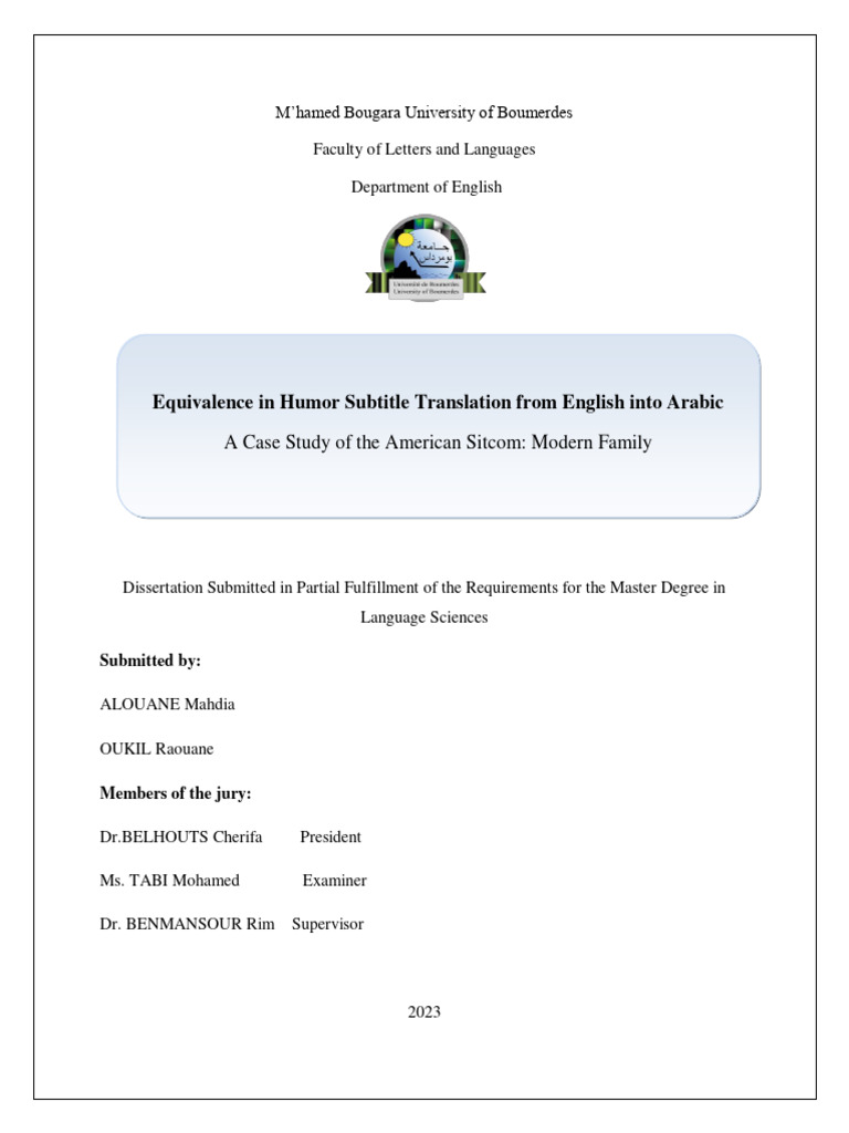 Dissetation 2023 Humor Subtitles Translation | PDF | Translations | Humour