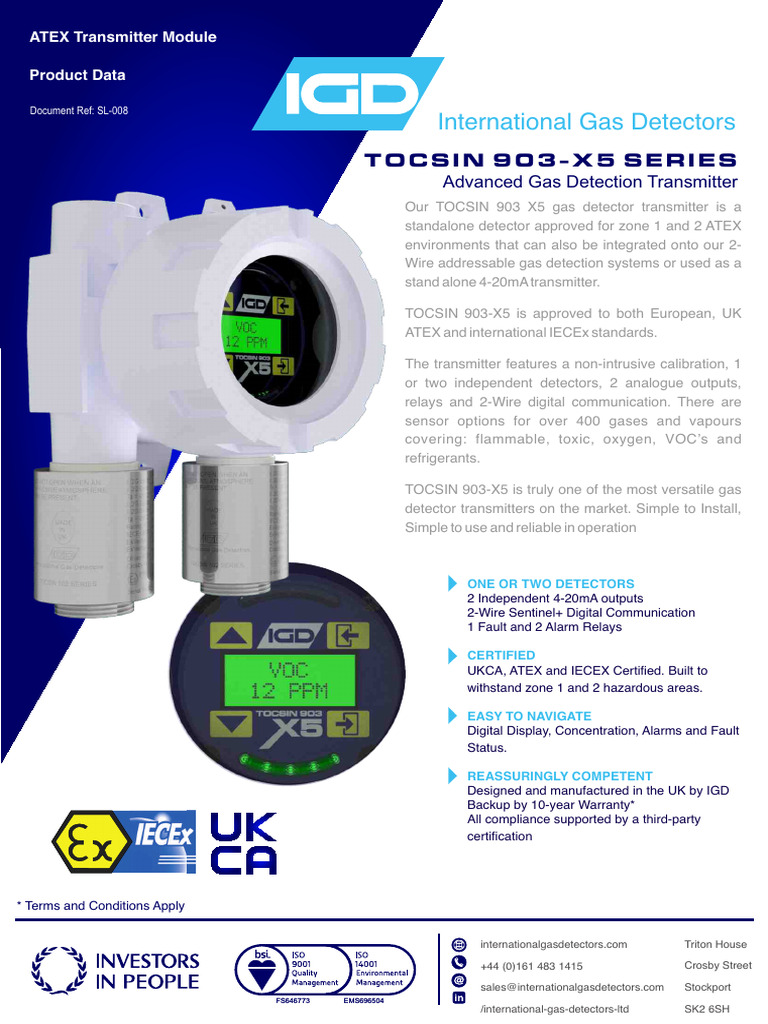 T903X5 Data Sheet V18 | PDF | Sensor | Chemistry