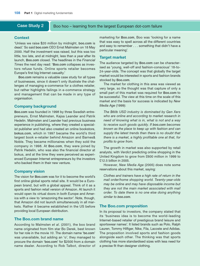 Case-Boo Hoo - Learning From The Largest European Dot-Com Failure | PDF ...