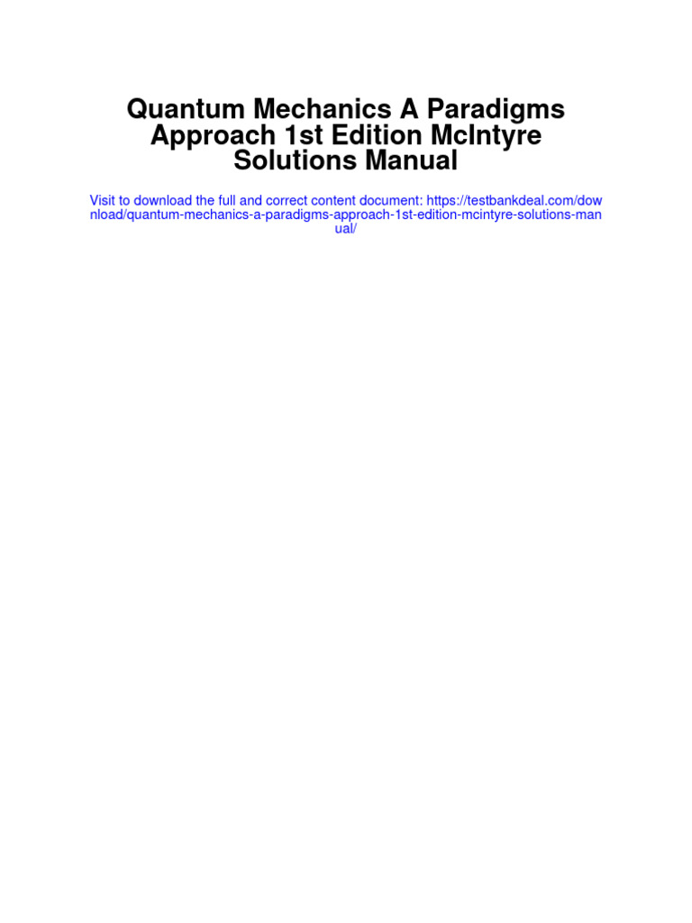 Instant Download Quantum Mechanics A Paradigms Approach 1st Edition