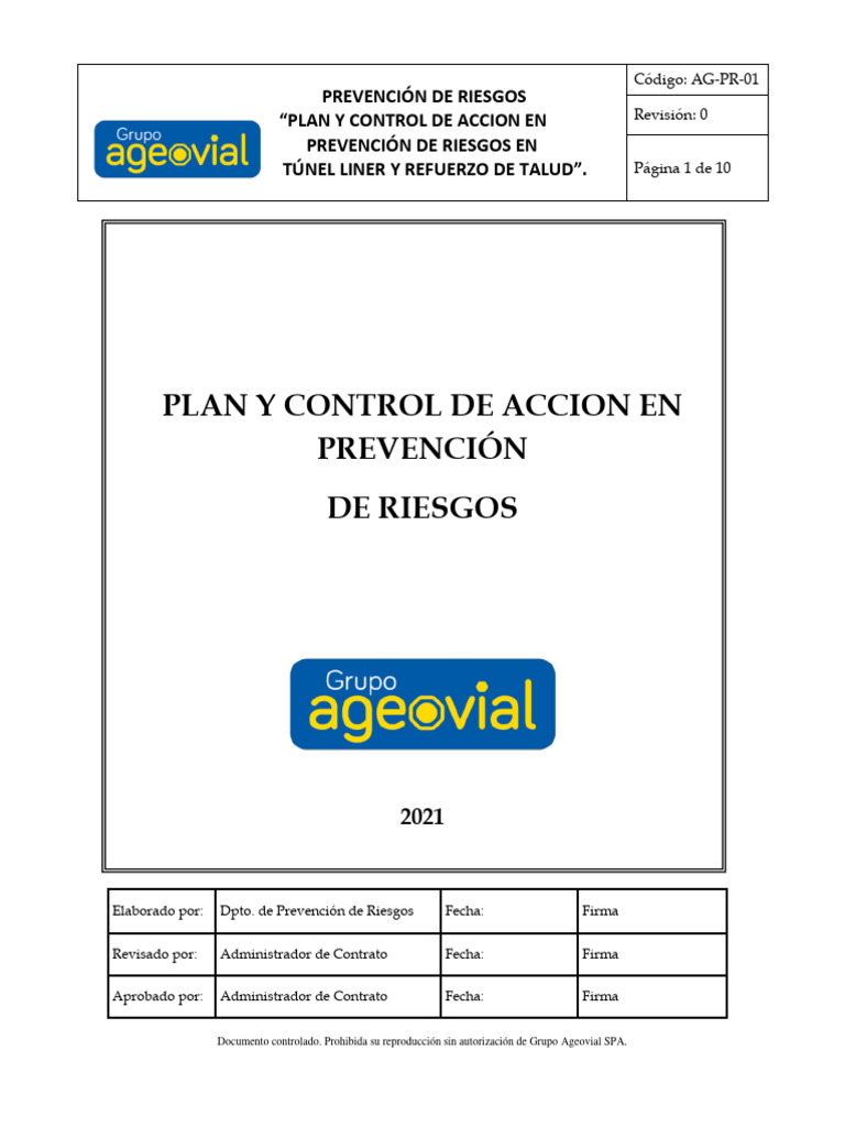 Plan y Control de Accion en Prevencion de Riesgos | PDF