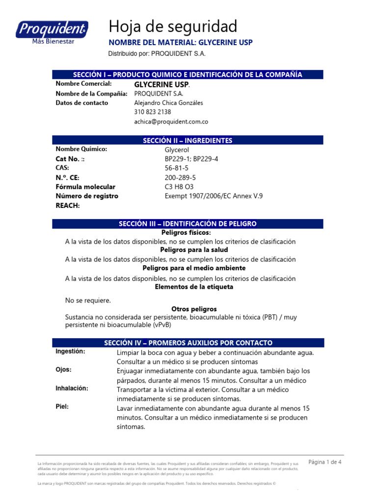 HS GLYCERINE USP PDF Agua Residuos